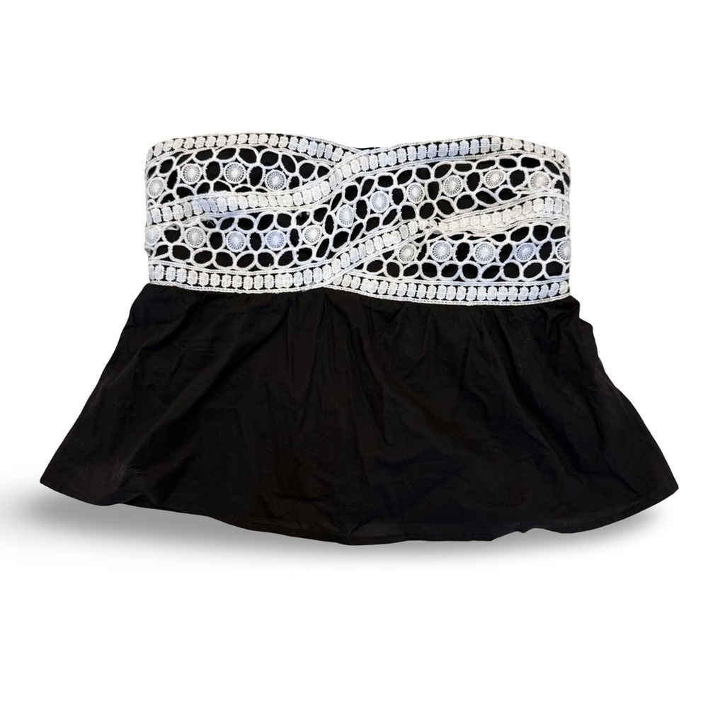Shein Black and White Strapless Top L